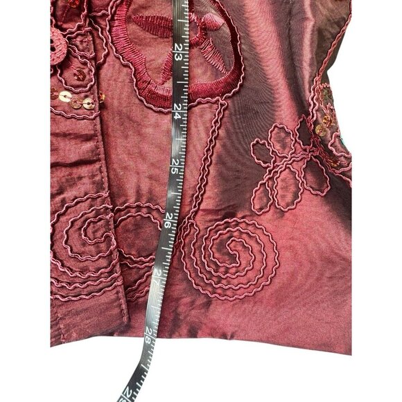 Susan Graver Jacket Women's XL Maroon Satin Button Embroidered Sequins NWT - Picture 5 of 7
